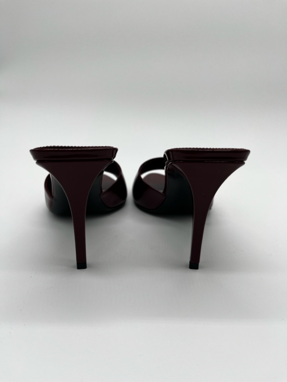 Saint Laurent Romy heeled Mules Patent Leather Stiletto Bordeaux - 8 - Picture 8 of 13